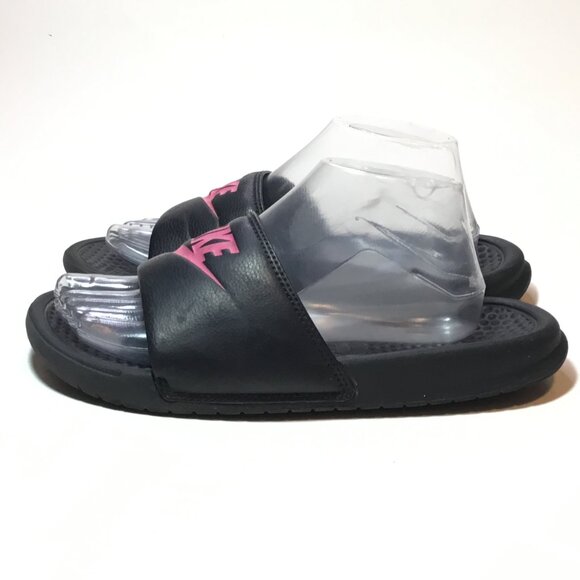 Nike Benassi JDI Slide Sandals Women's Size 9 Flip Flop Black Pink 343881-061 - Picture 2 of 9